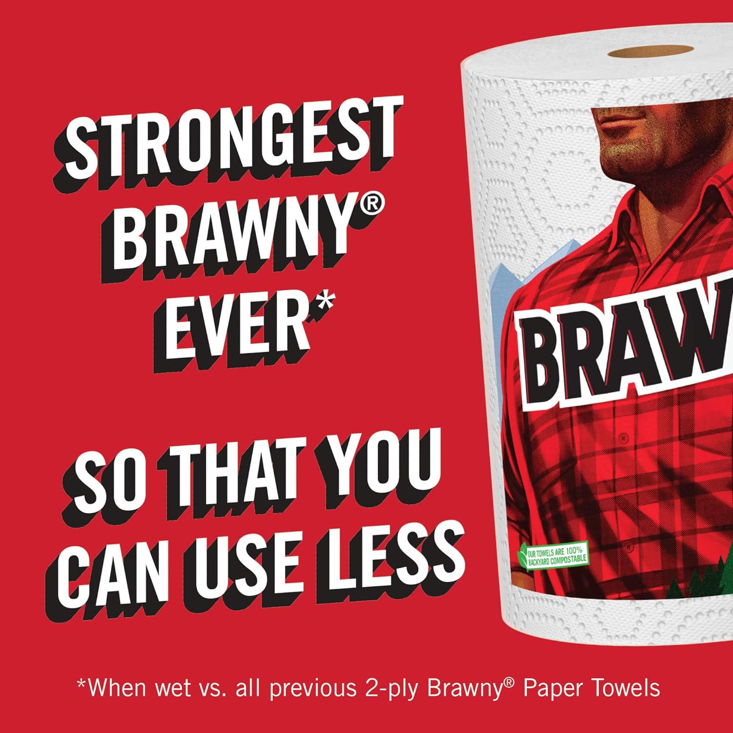 Brawny庐 Tear-A-Square庐 Paper Towels, 16 Double Rolls = 32 Regular Rolls