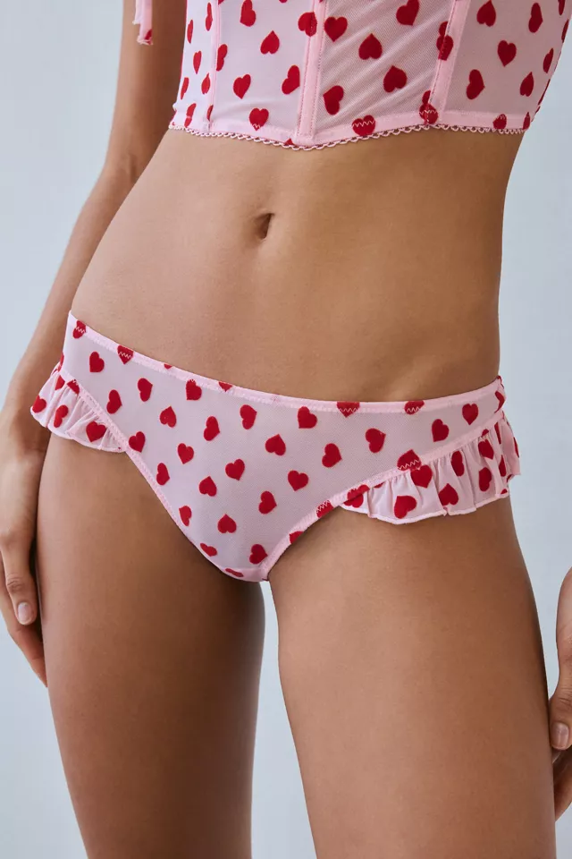 Out From Under Lovey Dovey Heart Flocked Ruffle Undie