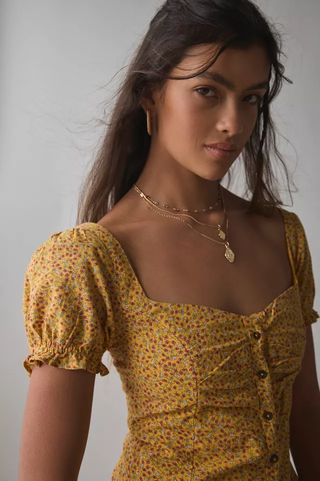 Kimchi Blue Nina Button-Down Milkmaid Mini Dress