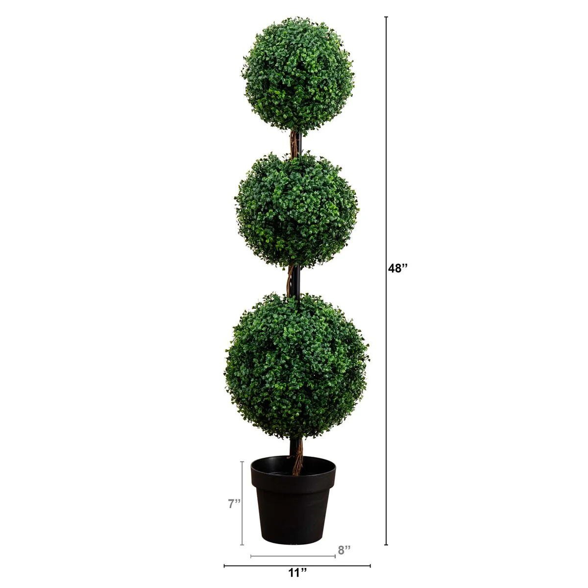 4' Artificial Triple Ball Boxwood Topiary Tree (Indoor/Outdoor) - Green
