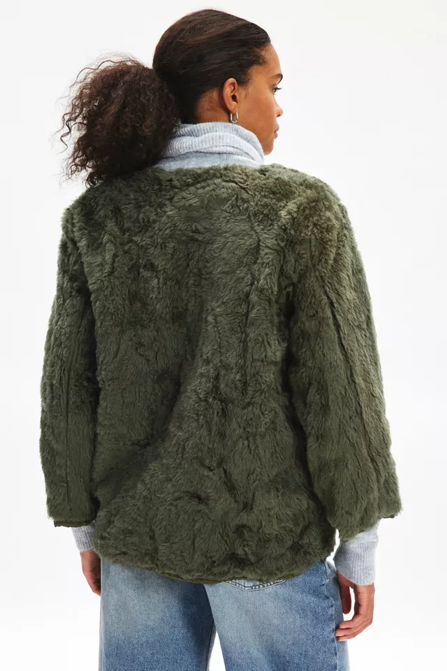 Vintage By UO Fluffy Tie-Front Surplus Jacket