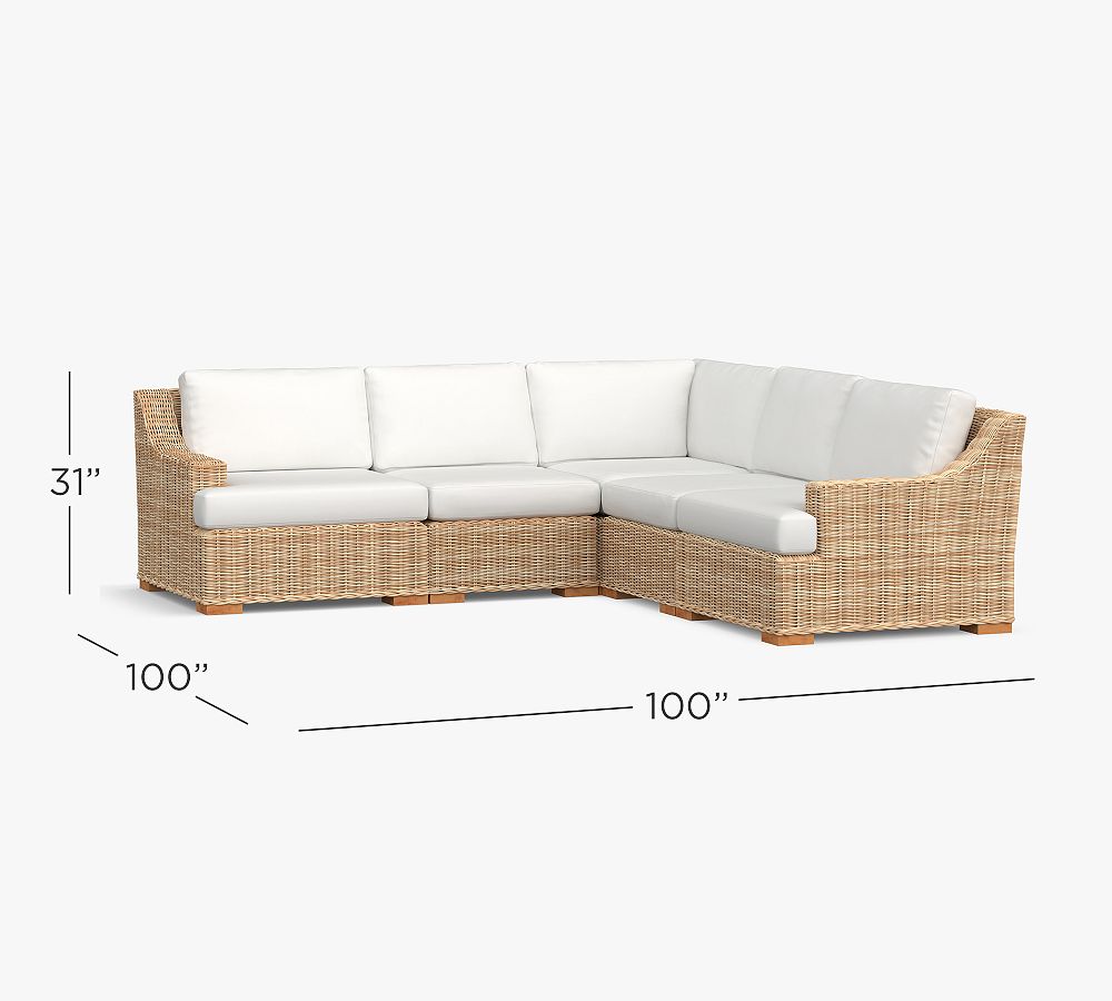 Huntington Wicker 5-Piece Slope Arm Outdoor Sectional (100")
