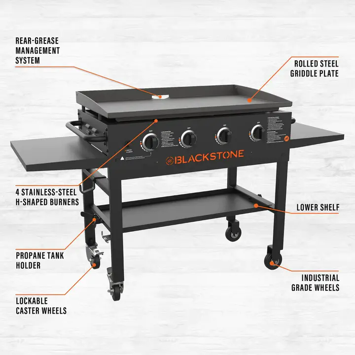 Blackstone 4-Burner 36鈥测€?Griddle Cooking Station With Side Shelves