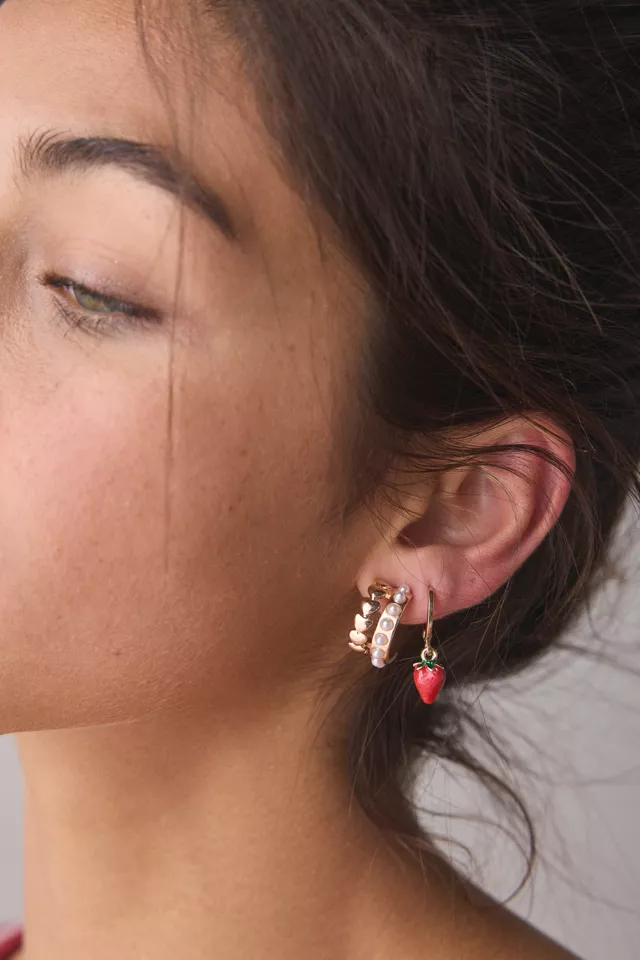 Strawberry Sweetheart Hoop Earring Set