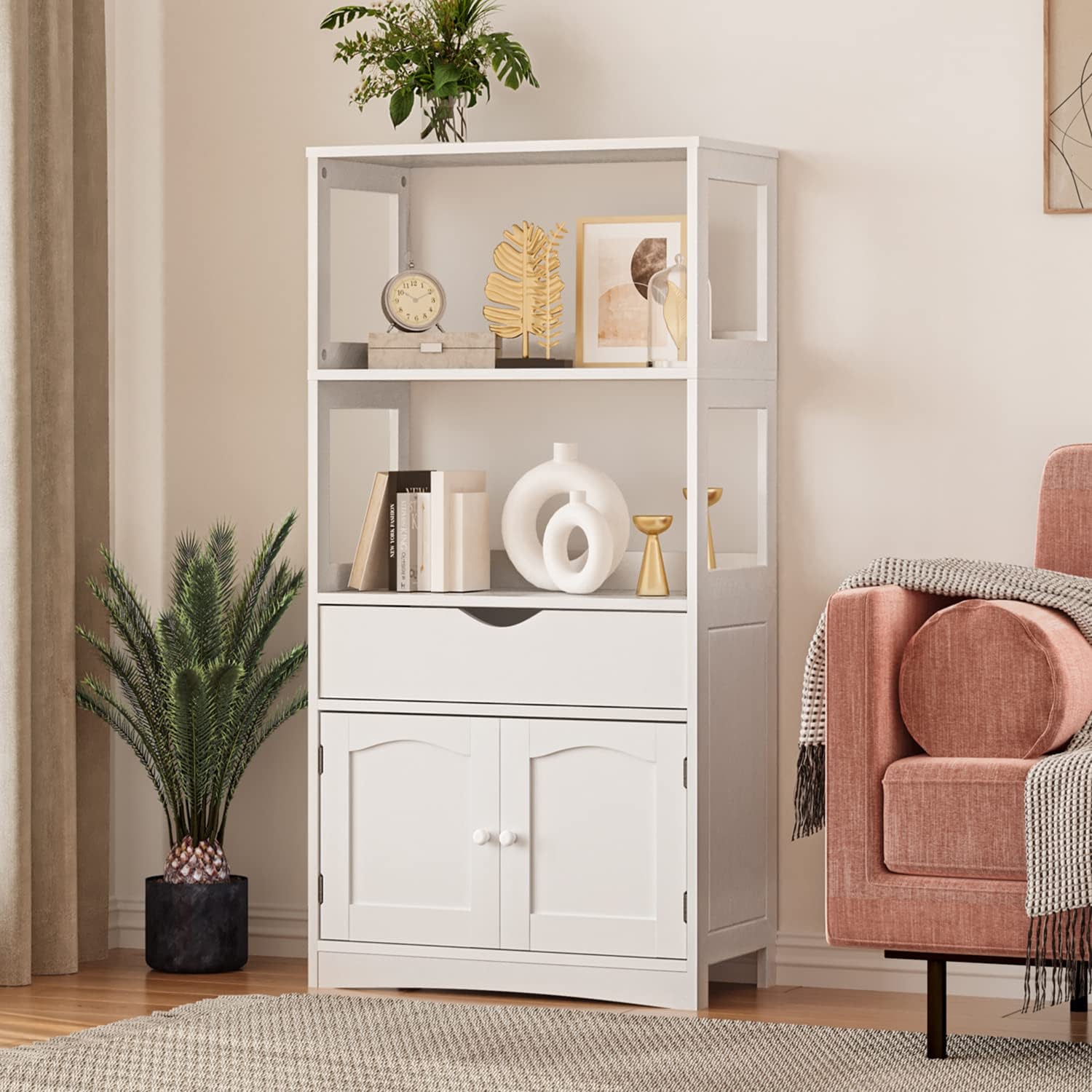 Sideboard Storage Cabinet with 2 Open Shelves