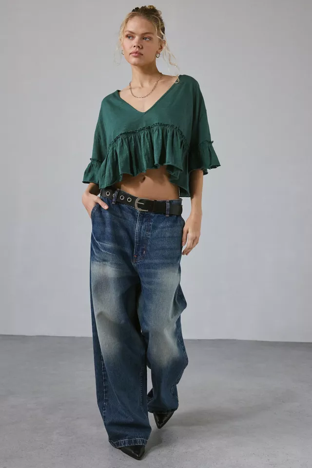 UO Brooke Ruffle Peplum Babydoll Blouse