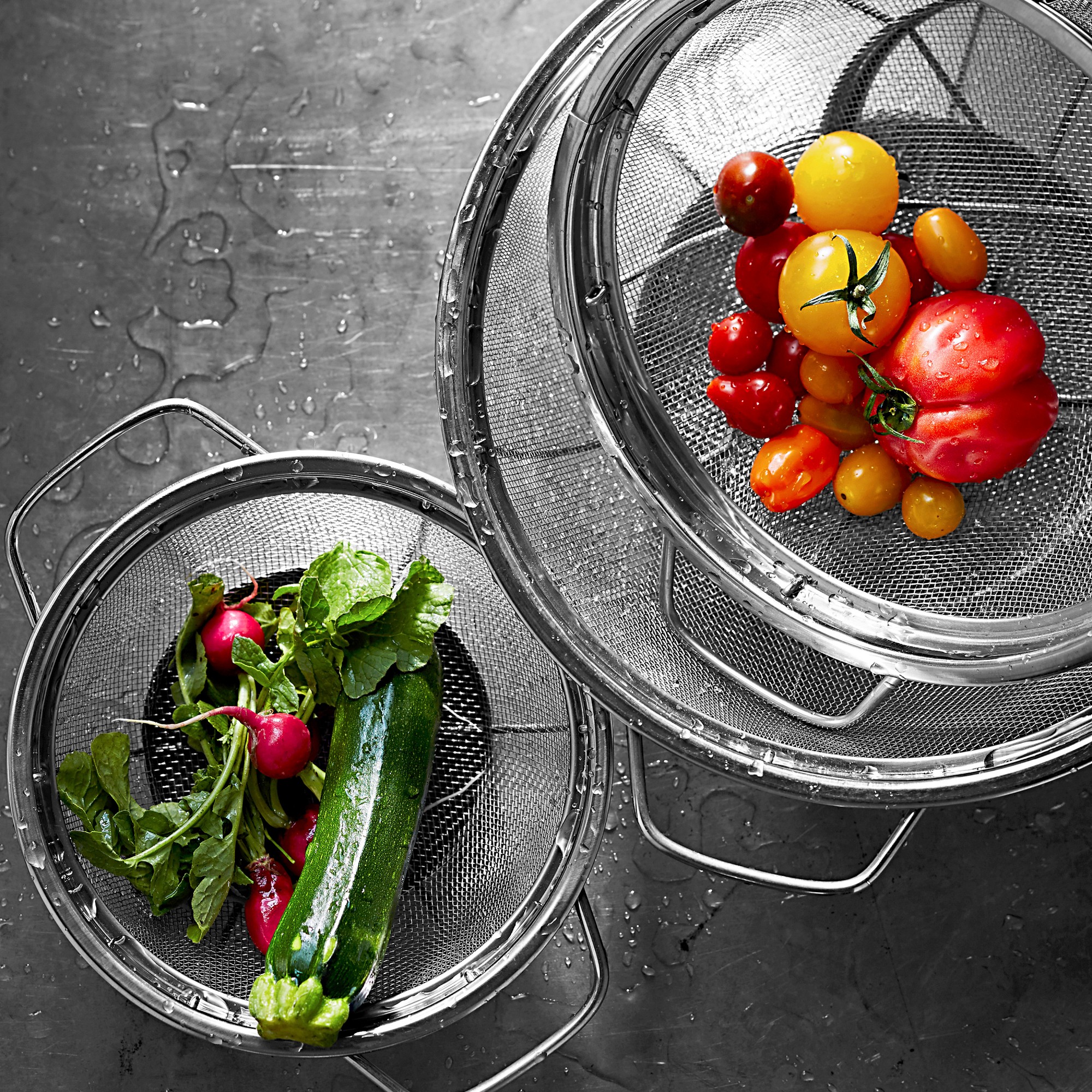 Stainless-Steel Mesh Colander, Set of 3