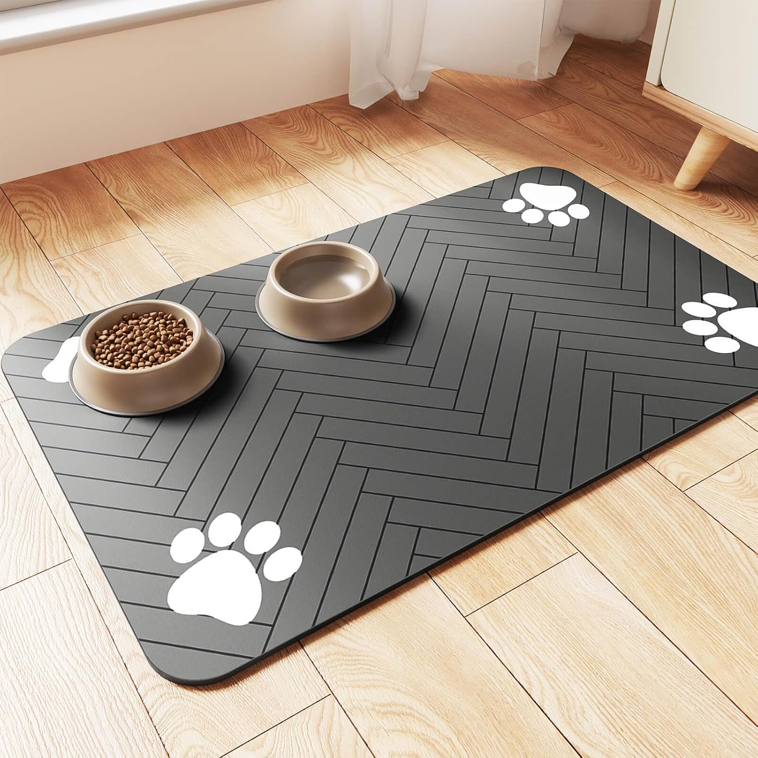 Pet Feeding Mat-Absorbent Pet Placemat for Food and Water Bowl, with Waterproof Rubber Backing, Quick Dry Water Dispenser Mat for Dog and Cat (20