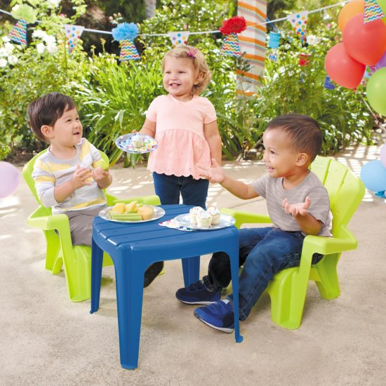 Garden Table & Chairs - Blue/Green