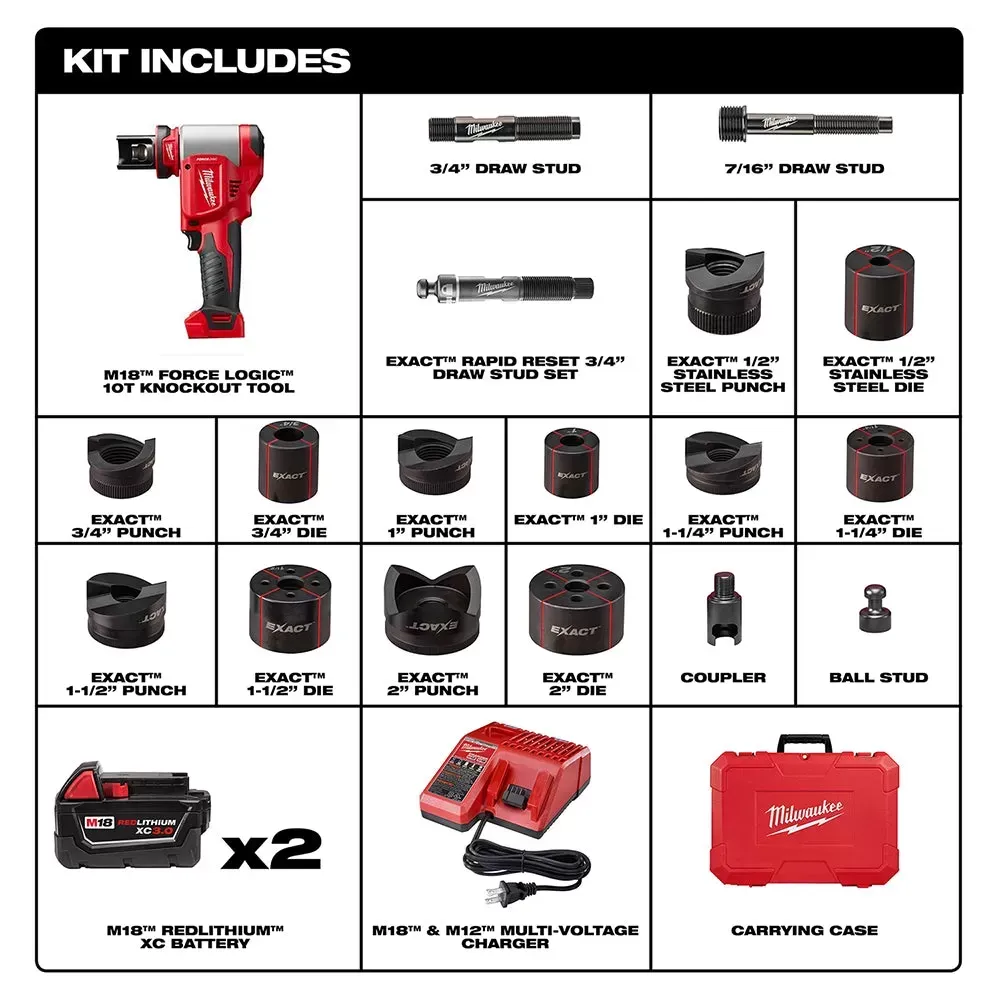 Milwaukee 2677-21 M18 18V FORCE LOGIC 6T Knockout Tool Kit w/ 1/2