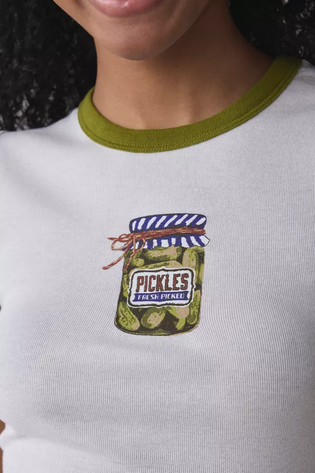 Kimchi Blue Too Perfect Pickles Graphic Ringer Baby Tee