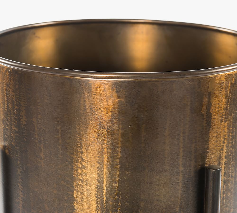 Isa 26" Modern Planter With Stand - Weathered Brass