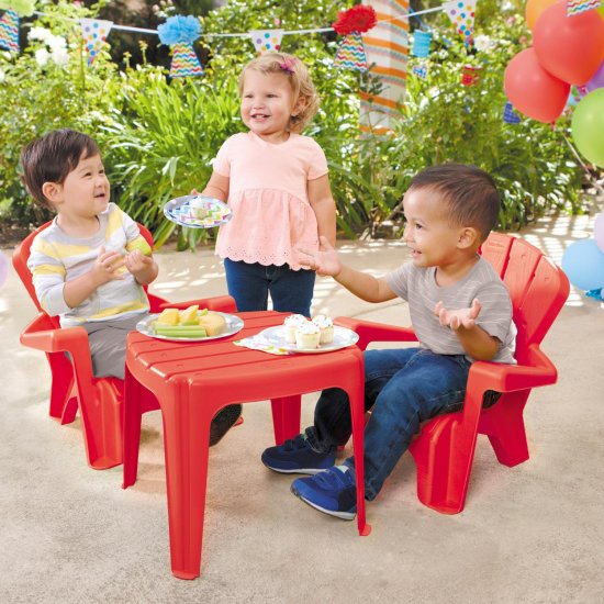 Garden Table & Chairs - Red