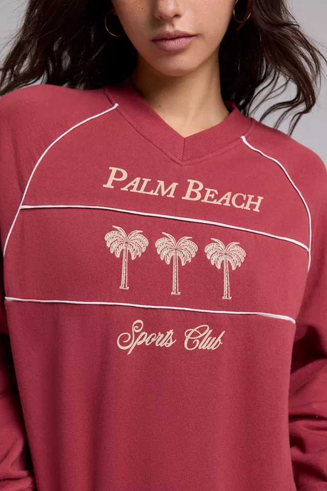 Palm Beach Sports Club Embroidered Graphic V-Neck Pullover