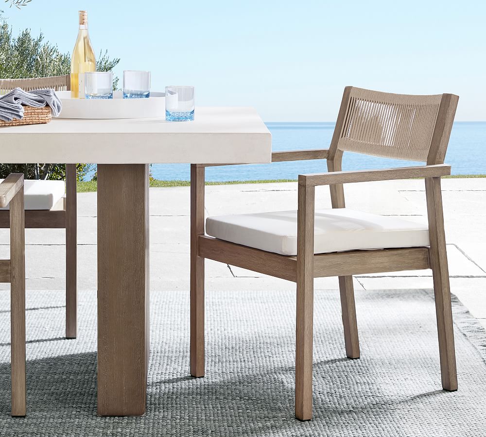 Indio Coastal Mahogany Rope Stackable Outdoor Dining Chair