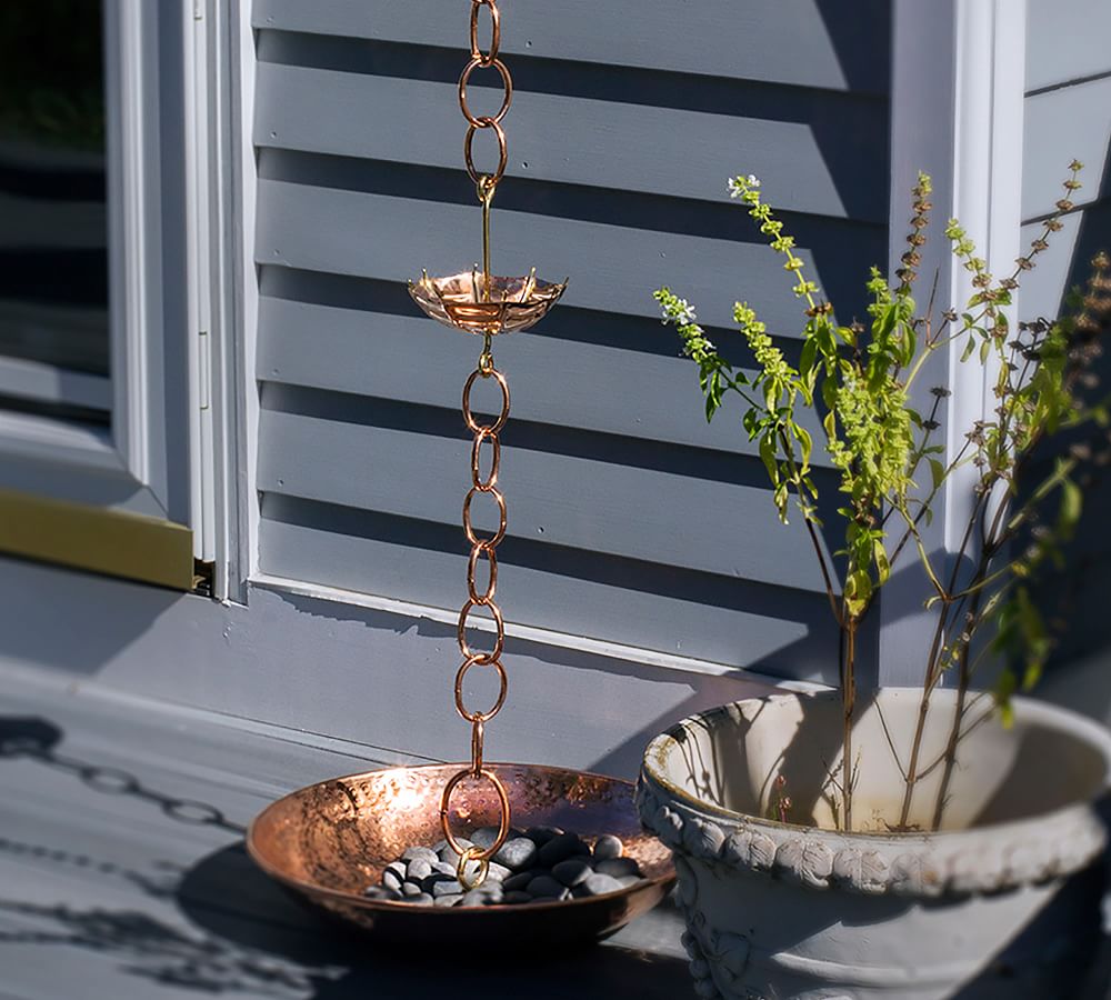 Umbrella Shaped Copper Rain Chain, 8.5'