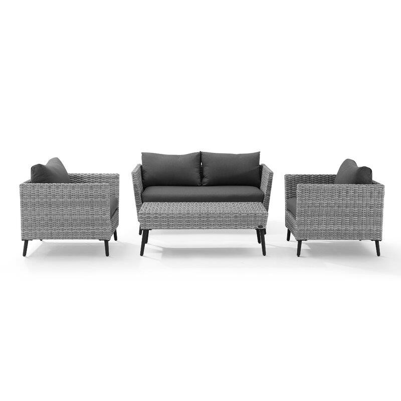 Nico Wicker/Rattan 4 - Person Seating Group with Cushions