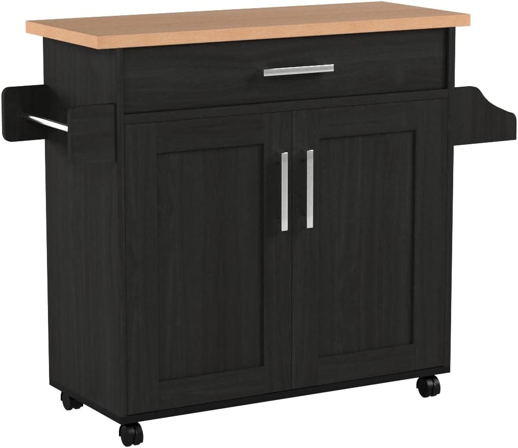 Hodedah Kitchen Island with Spice Rack