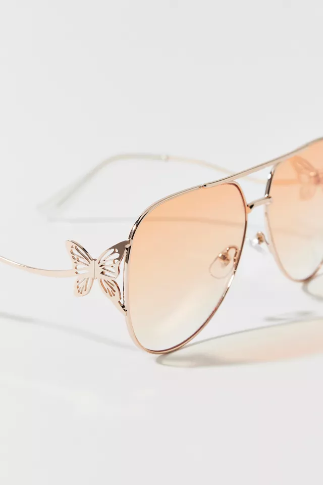 Goldie Butterfly Metal Aviator Sunglasses