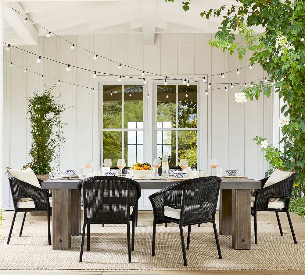 Abbott Concrete & Acacia Chunky Leg Outdoor Dining Table (96")