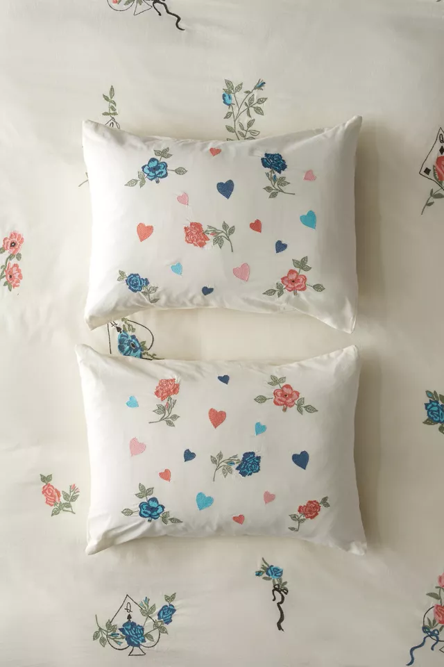 Flower Cards Embroidered Sham Set
