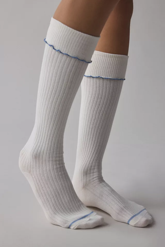 Ribbed Knit Foldover Knee High Sock