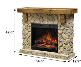Fieldstone Rustic Electric Fireplace Mantel Package