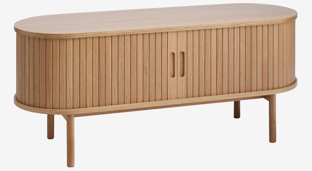 TV bench LYNGVIG 120cm 2 tambour doors natural oak