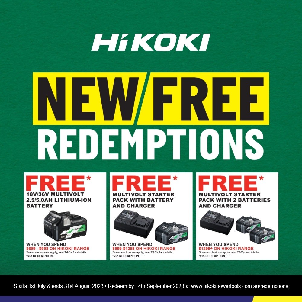 HiKOKI 18V/36V MultiVolt Brushless 5 Piece 2 x 2.5Ah/5.0Ah Combo Kit KC36D5A(HRZ)