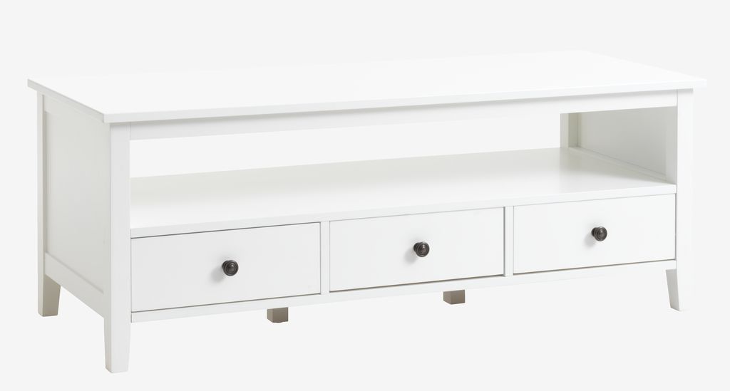 TV bench NORDBY 3 drawers white