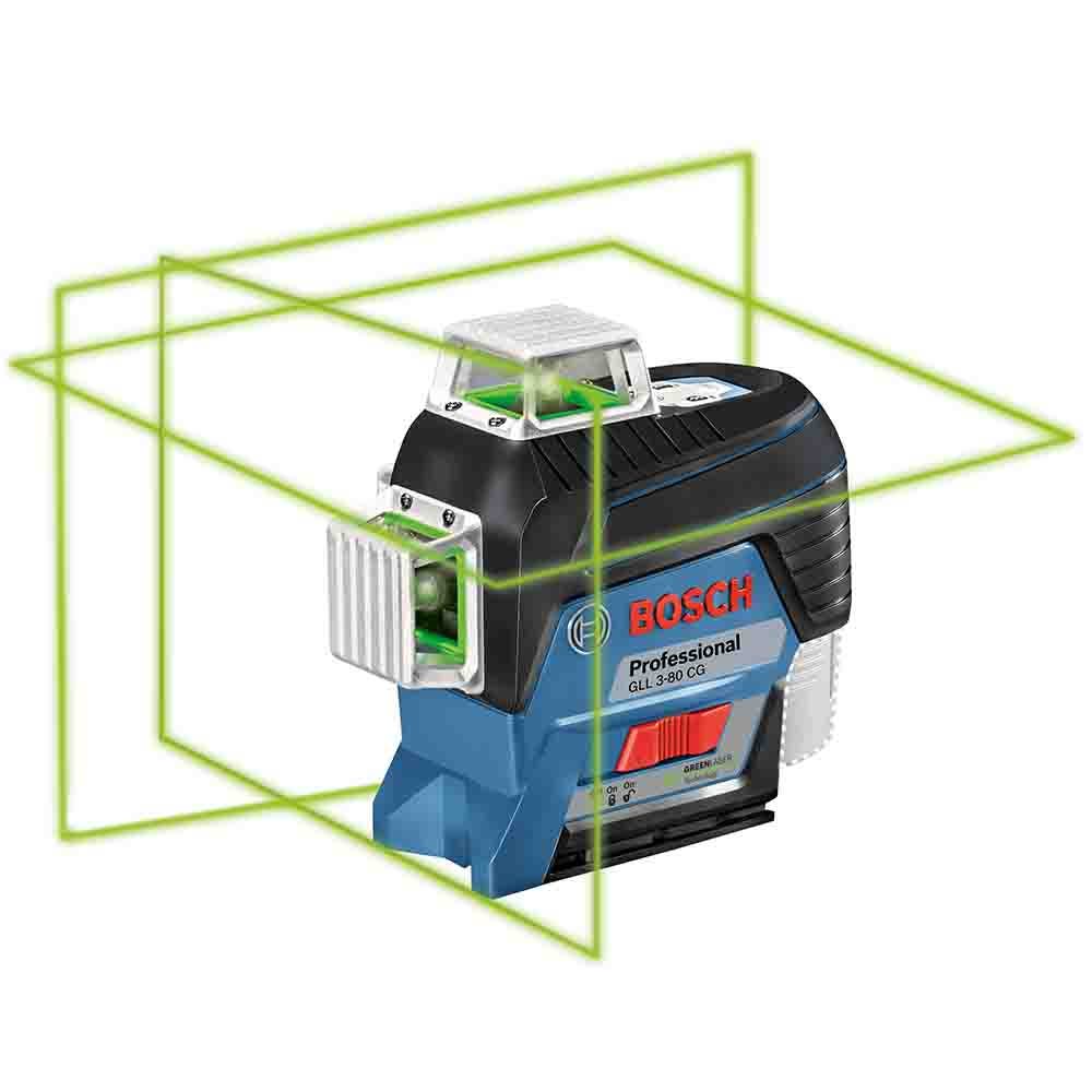 BOSCH 3 x 360 Multi-Line Laser Level Green Beam with Bluetooth GLL3-80CG