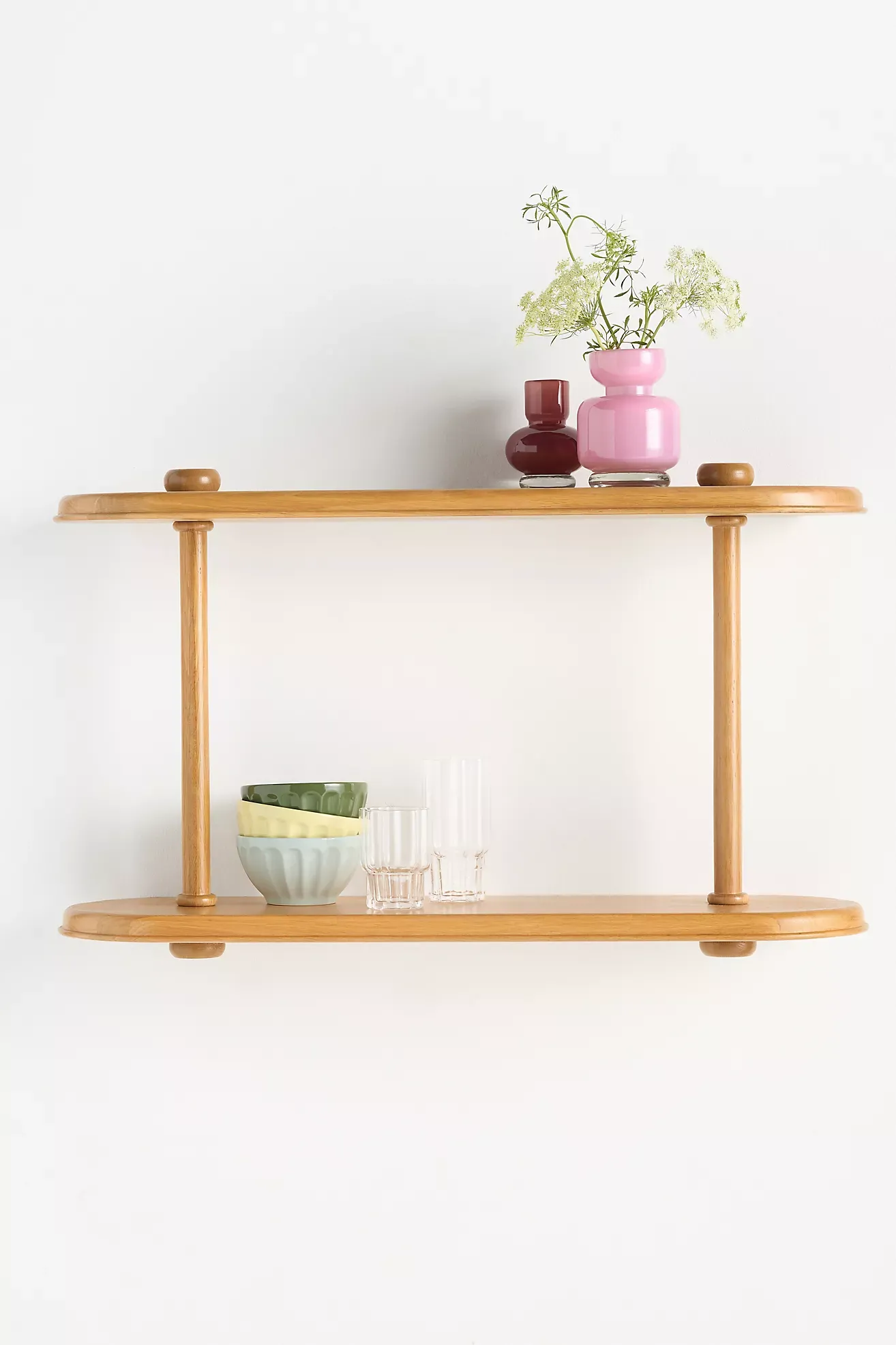 Landon Two-Tier Oak Wood Shelving Unit