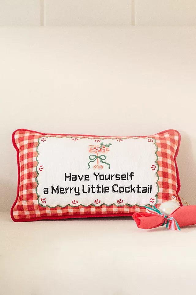 Furbish Studio Holiday Petite Needlepoint Pillow