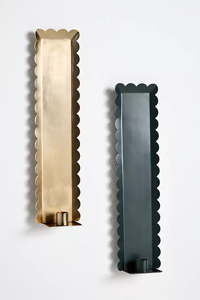 Scalloped Metal Candle Holder Wall Sconce
