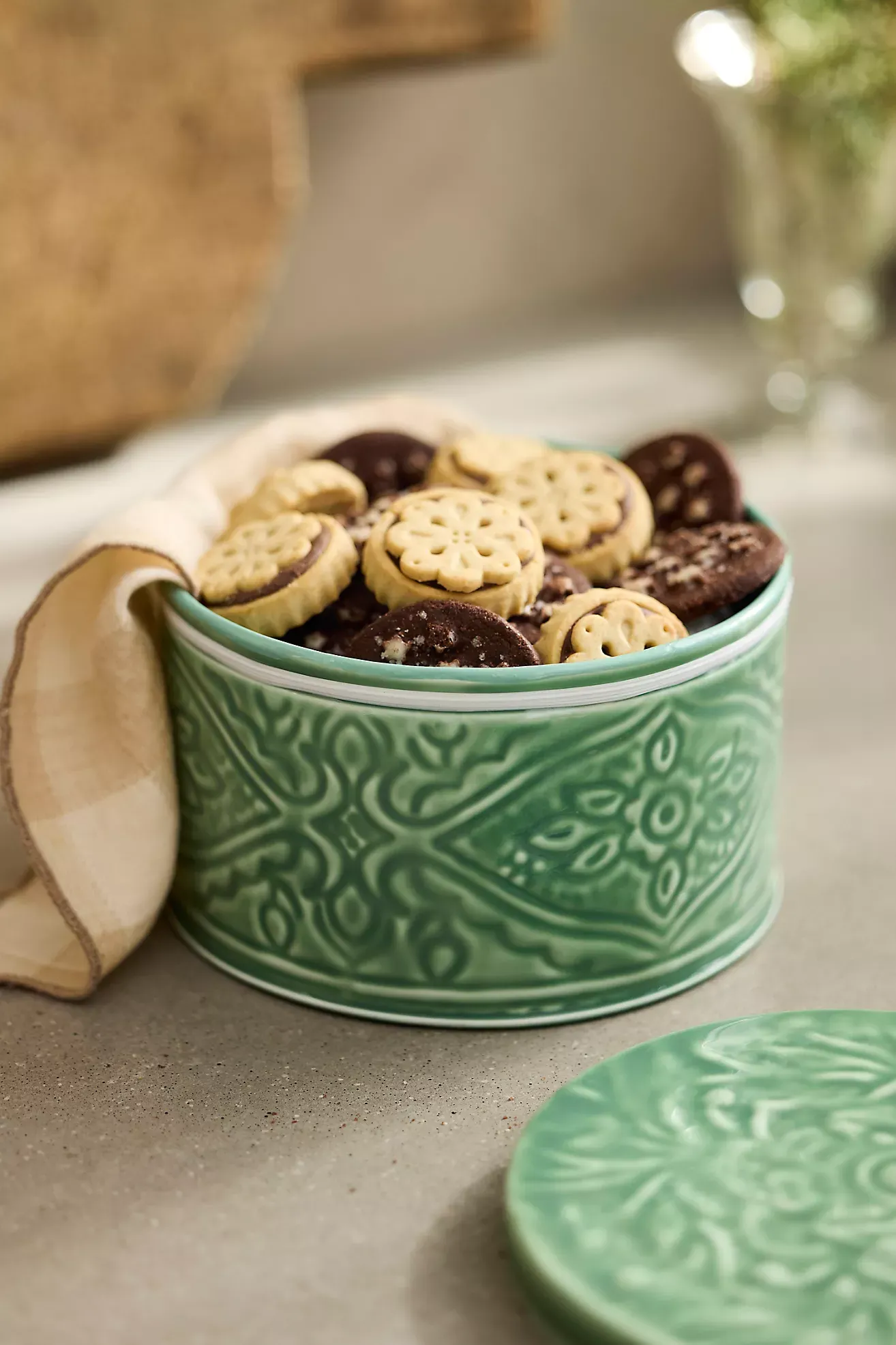 Enamelware Cookie Tin, Mint