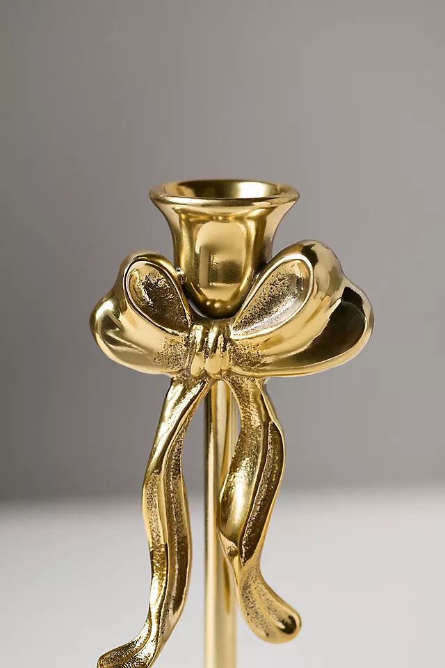 Gold Bow Metal Candleholder