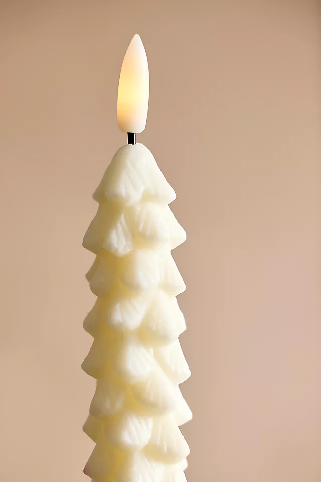 Flameless Wax Tree Taper Candles, Set of 2