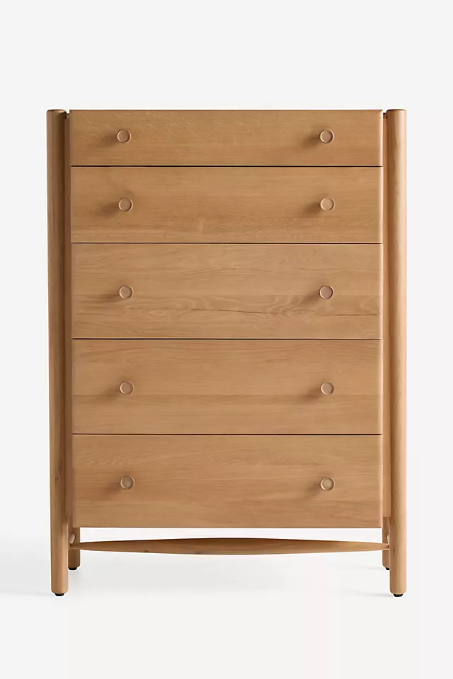 Roma Oak Wood Five-Drawer Dresser