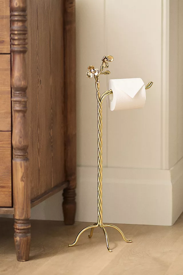 Elwood Mixed Metal Floral Standing Toilet Paper Holder