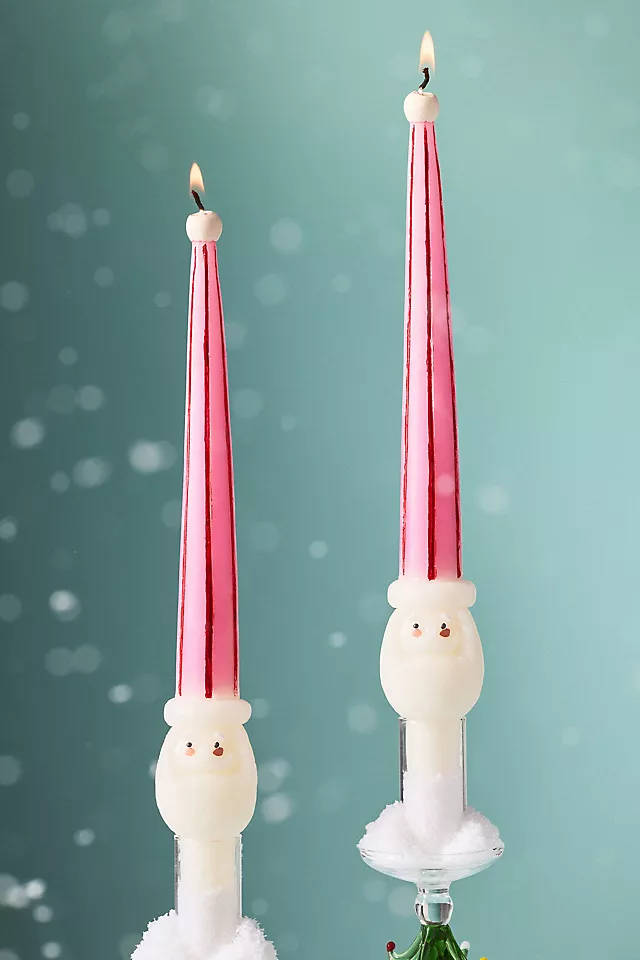 Santa Taper Candles, Set of 2