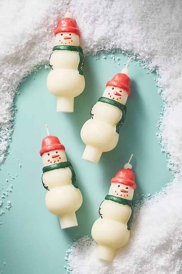 Snowman Shaped Taper Candles, Set of 4