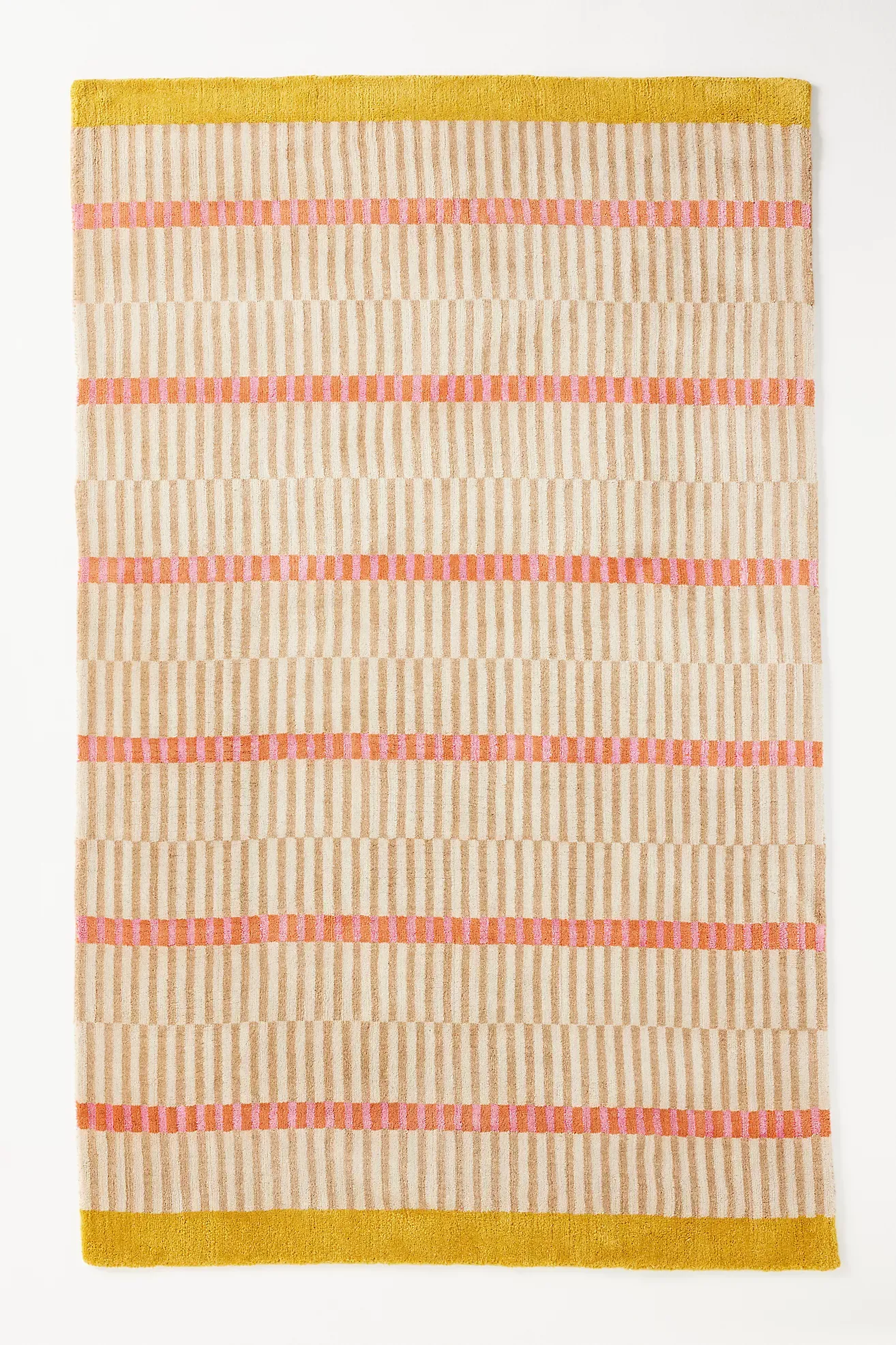 Hand-Loomed Wool & Jute Blend Geometric Striped Rug