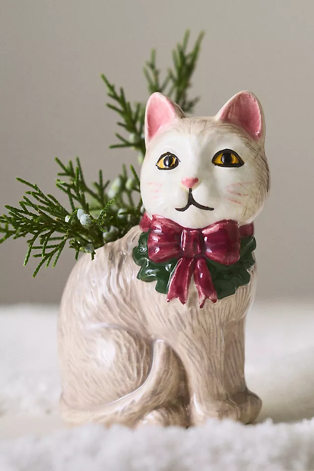 Festive Vintage-Inspired Animal Stoneware Vase