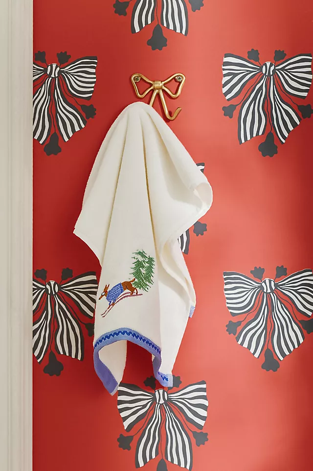 Holiday Critters Embroidered Hand Towel