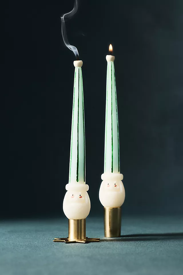 Santa Taper Candles, Set of 2