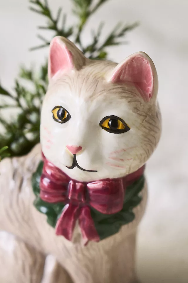 Festive Vintage-Inspired Animal Stoneware Vase
