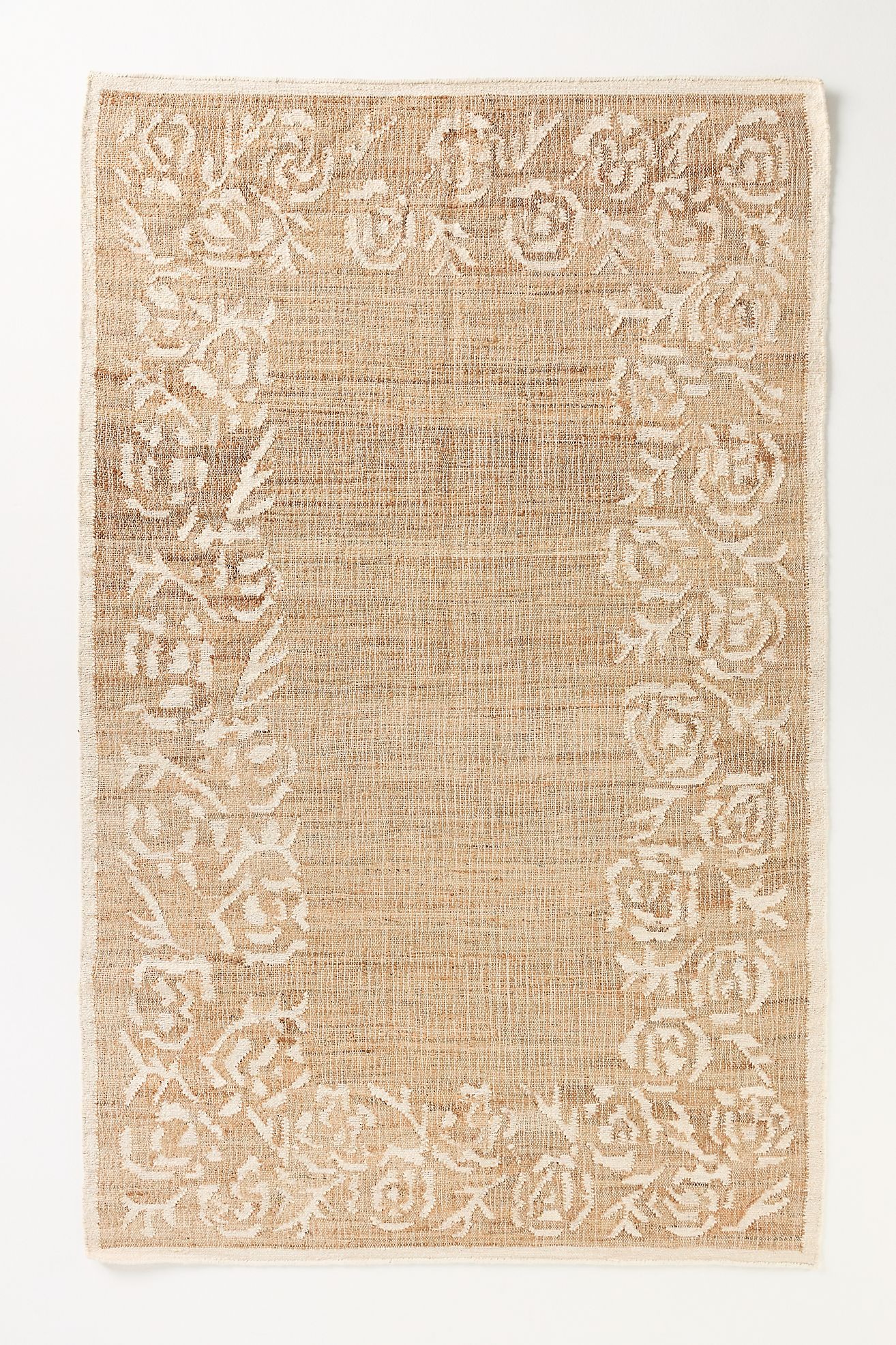 Jute Flatwoven Floral-Border Rug