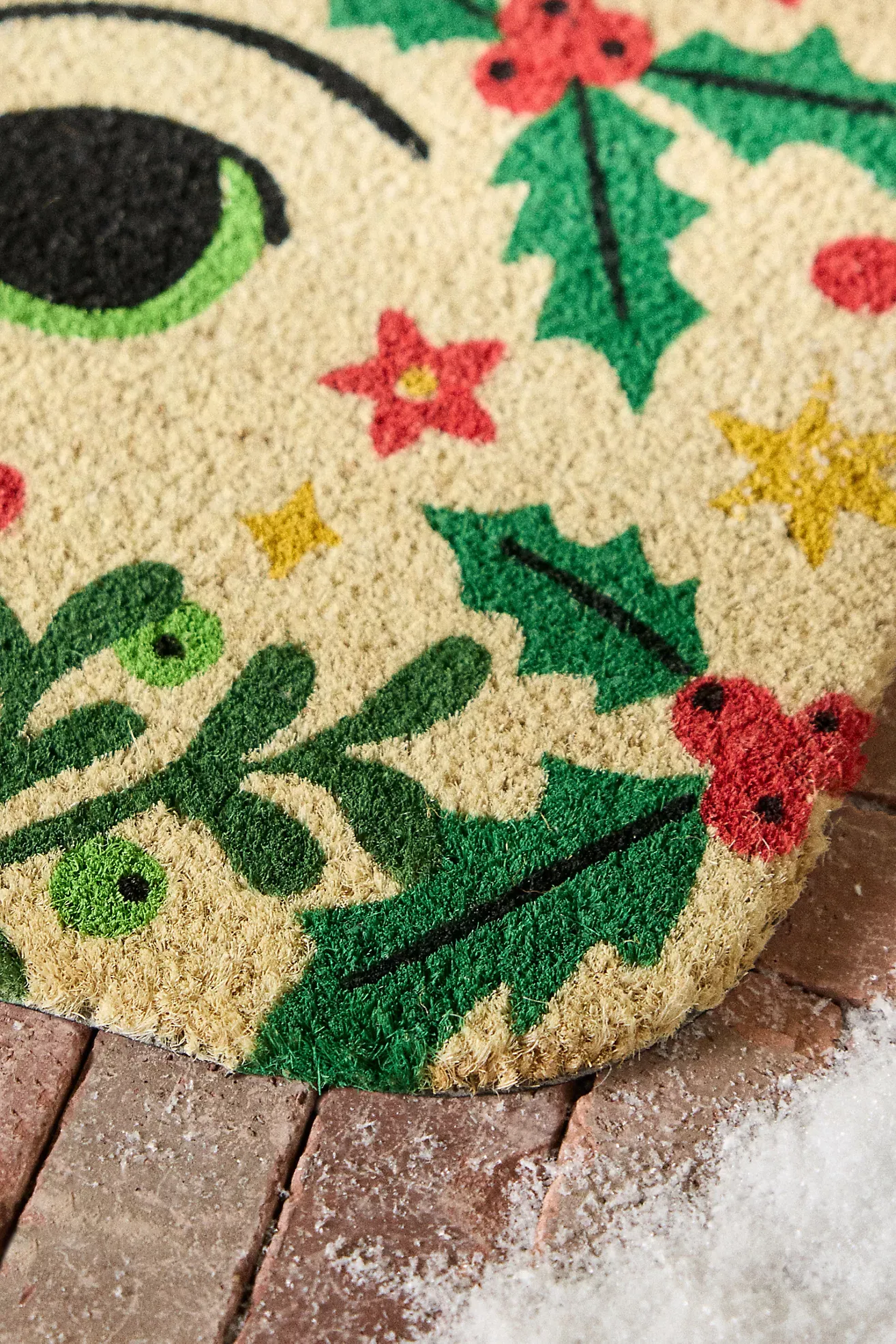 Ginnie Cat Holiday Printed Coir Doormat