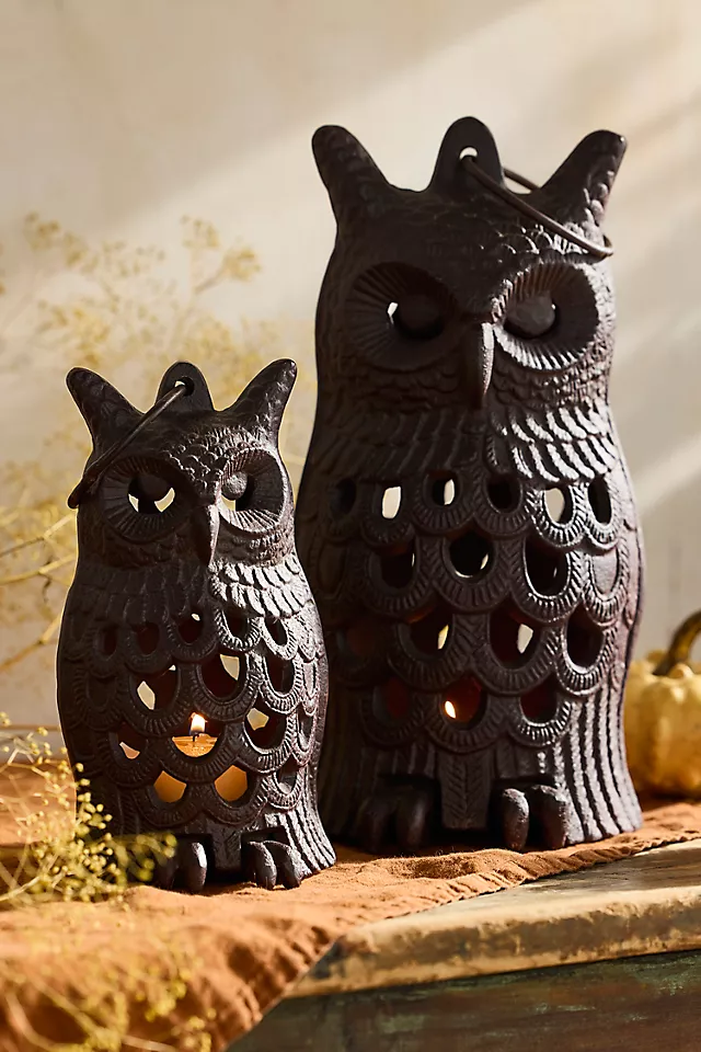 Cast Iron Owl Lantern