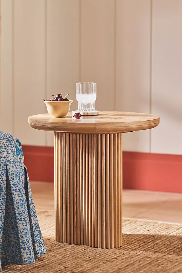 Scout Burl Wood Fluted Side Table